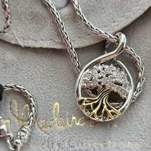 John Medeiros Tree of Life Pendant Necklace NWT Two-Sided Rhodium 14kt Gold